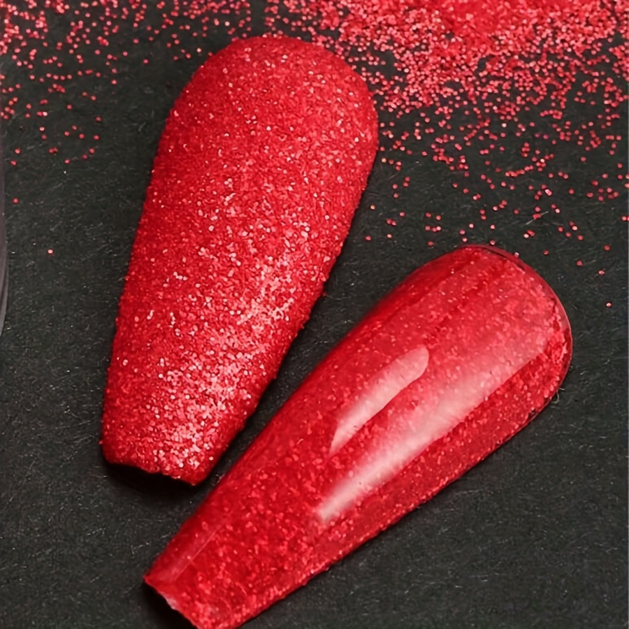 1 Bottle Crimson Nail Art Glitter Powder – Sparkling Red Sugar Effect for Winter Manicures, No-Scent, Triangular Shape, Perfect for Nail Charms and Gems, Glitter Nail Finish | Vibrant Nail Art | Fine Nail Powder